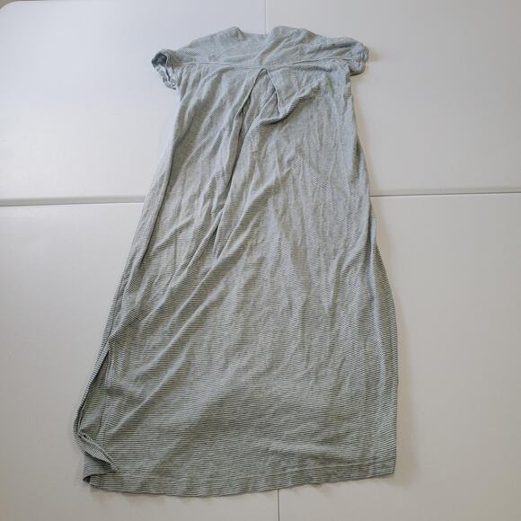 Poetry Dress Womens US 4 Gray White Striped Button Front Linen Coastal Midi - Picture 9 of 10